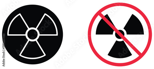 Radiation prohibited symbol pack, nuclear hazard warning icons, radioactive safety signs, toxic contamination restriction graphics, environmental protection indicators