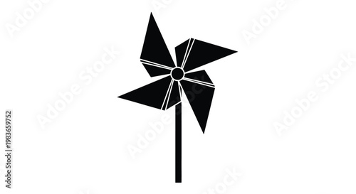 Simple black pinwheel graphic a classic childhood toy silhouette