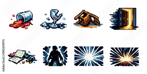 Assorted hazard and explosion icons on dark background
