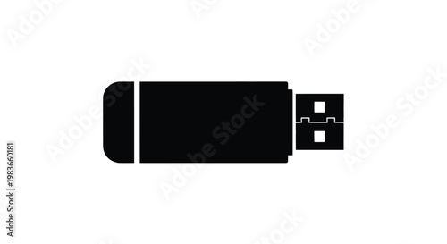 Simple black usb flash drive depiction modern technology silhouette