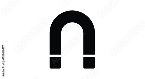 A simple black horseshoe magnet icon against a white background silhouette