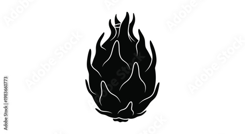 Dramatic black silhouette of a dragon fruit uniquely shaped silhouette