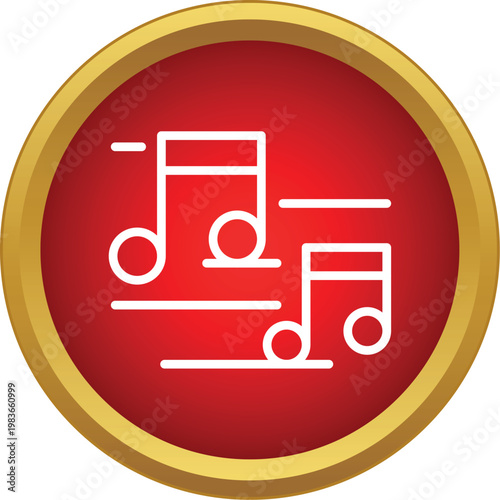 Outline music notes on a red circle symbolizing audio content and musical themes
