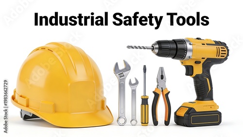 A variety of industrial safety equipment including fire extinguishers and communication devices.