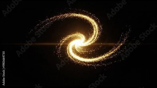 Glowing swirling light particle spiral.