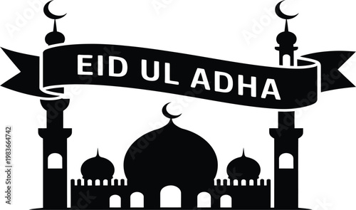 Islamic mosque architecture vector illustration featuring a dome and minaret silhouette as a travel landmark symbol of Arabic culture and religion in the city of Abu Dhabi