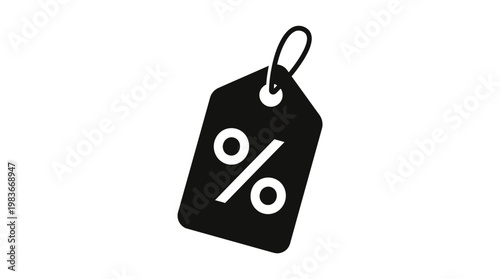 Black discount tag with percent sign.