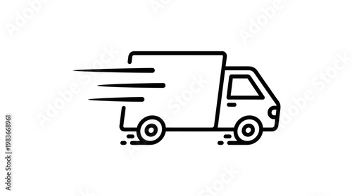 Delivery truck on the move fast.