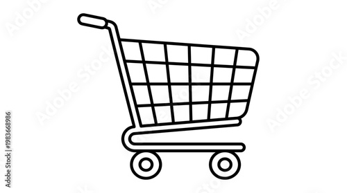 Shopping cart icon on white background.