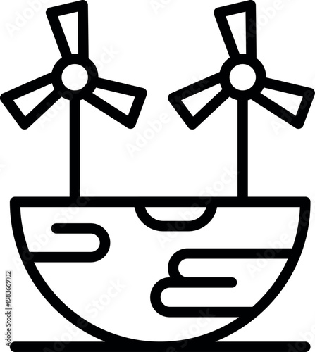 Wind turbines generating clean energy on planet earth, symbolizing sustainable practices and eco conscious initiatives for a greener future