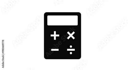 Simple black calculator icon with mathematical symbols a flat silhouette