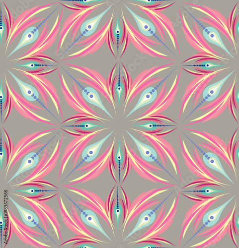 Stylish peacock ornament modern seamless pattern element. Vintage classical o...