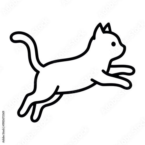 Energetic line of a cat in mid-leap, running or jumping