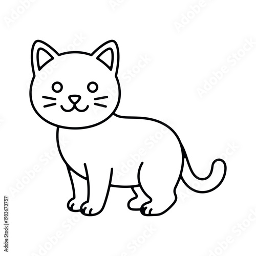 Minimalist black line of a standing cat minimalist black line standing cat