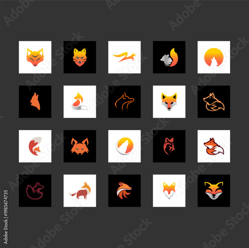 Modern Creative Fox and Wolf Logo Design Bundle