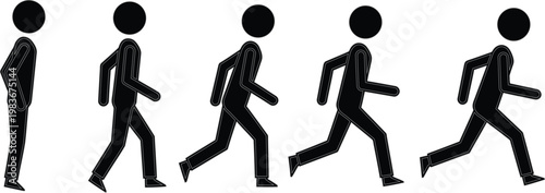 Stick figure animation sequence a depiction of walking motion
