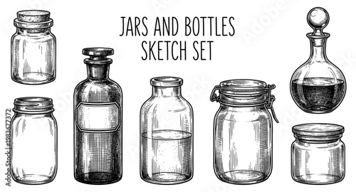 Apothecary bottle glass jar vial canning cork vintage