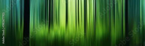 Abstract Green Forest Background with Vertical Motion Blur Effect.
