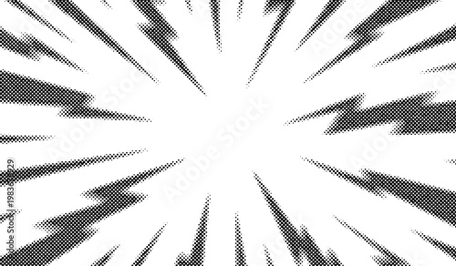 Background bolt thunder. Line comics backgrounds. Abstract lines backdrop. Shading sunrays. Design frames. Title book. Texture explosive polka. Beam action. Pattern motion flash. Vector illustration