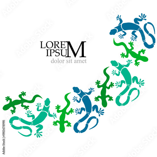 Lizards abstract frame. Hand drawn. Not AI, vector illustration.