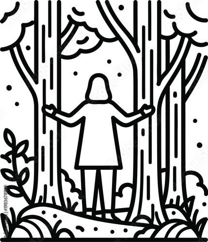 Celebrating world environment day woman embracing nature in forest eco friendly living sustainability