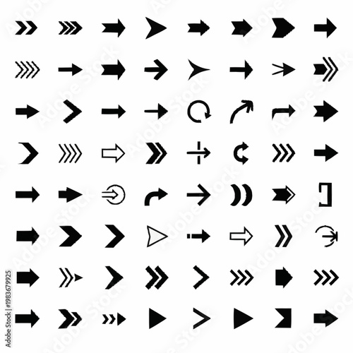 Collection of various black arrow symbols and icons.
