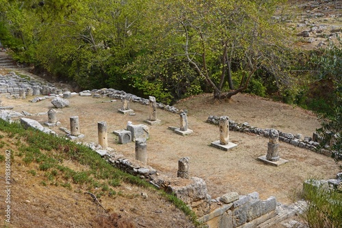 Ruins of the ancient temple of the hero Amphiaraos at the Amphiareion oracle of Oropos, Greece