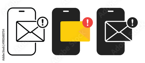 Scam alert icon, vector illustration of warning symbol for fraud detection, online scam protection, cybersecurity risk, and digital safety notifications for apps, websites, and security awareness 