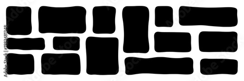 Wavy rectangle text box and playful Irregular frame doodle. Organic shapes and fun hand drawn borders. Vector illustration isolated on white background.