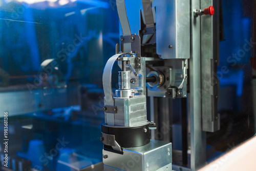 Wallpaper Mural Robotic Nozzle Dispensing Liquid Into Vial, Bluelit Sterile Environment With Precision Tubing, Pump Assembly Torontodigital.ca