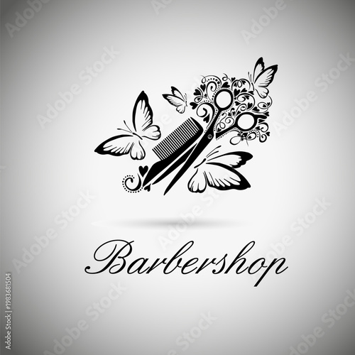 Hairdressing salon logo, Hand drawn. Not AI, vector illustration.