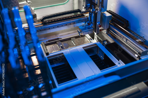 Wallpaper Mural Closeup Circuit Board Memory Slots Blue Lighting, Hightech Server Hardware Under Test, Precision Connectors Torontodigital.ca