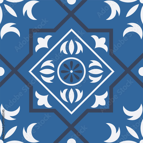 Traditional mexican and portuguese porcelain ceramic tile patterns. Azulejo, talavera mediterranean patchwork tile vector illustration set