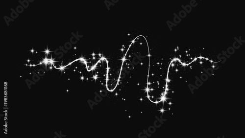 Silver glittering confetti wave and stardust