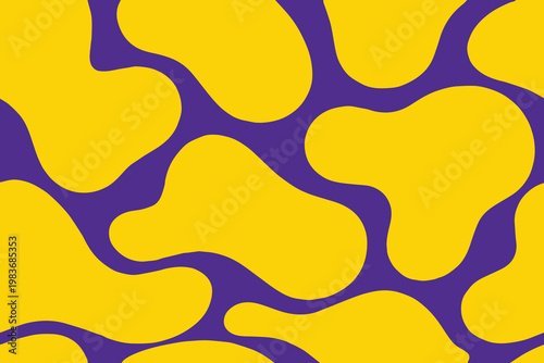 Yellow mustard organic blob shapes seamless pattern, vector background