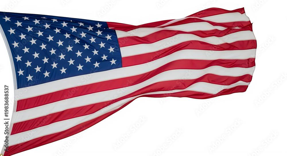 Fototapeta premium Waving american flag illustration for flag day patriotic symbol isolated on transparent background