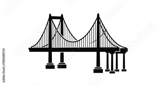 A striking black graphic depicts the iconic golden gate bridge structure showcasing its impressive architecture as a silhouette high quality professional detailed modern elegant
