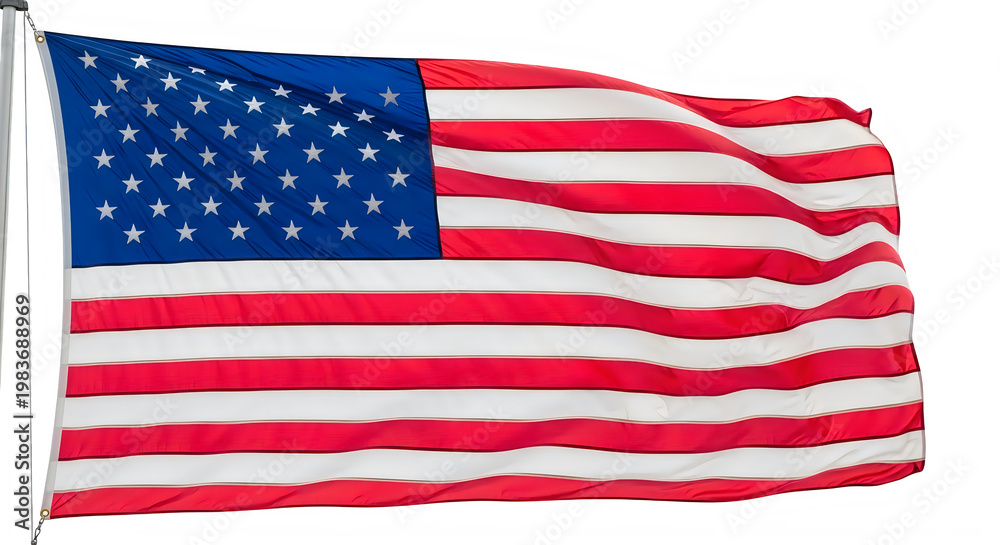 Fototapeta premium American flag waving celebrating flag day and patriotic pride isolated on transparent background