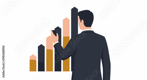 Businessman analyzing graph vector illustration for industry trends and growth