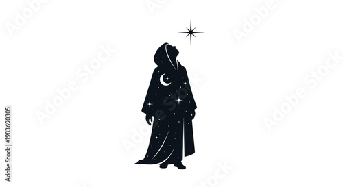 a mystical figure in a cloak.