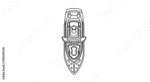 Top view line art icon of a modern luxury yacht