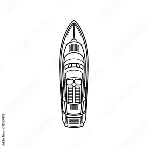 Top down outline view of a luxury yacht icon