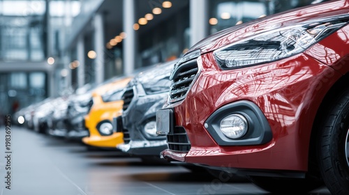 Luxury cars lineup in modern showroom premium automotive retail dealership choice concept