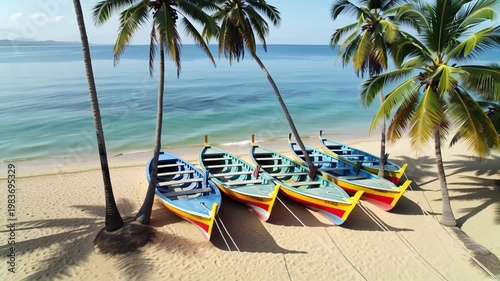 Old boats on the shore of the village of Ifaty in Madagascar