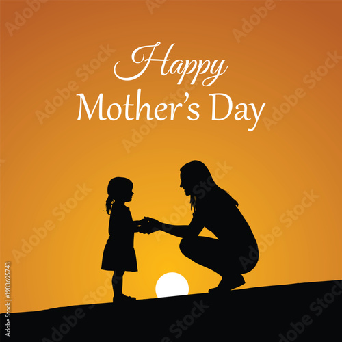 Happy mother's day silhouette a touching moment between mother and child