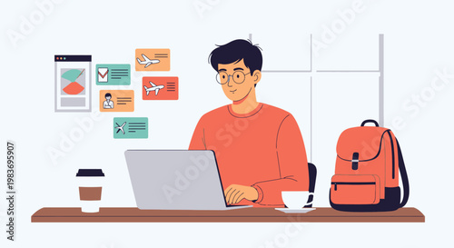 A man working on laptop computer.