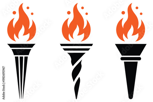 Torch flame burning bright isolated vector icon, fire light symbol, burning torch illumination concept for energy power heat and survival themed design