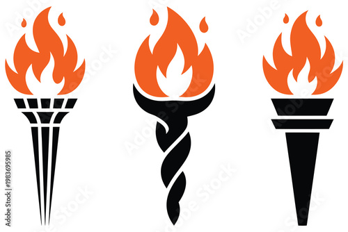 Torch flame burning bright isolated vector icon, fire light symbol, burning torch illumination concept for energy power heat and survival themed design