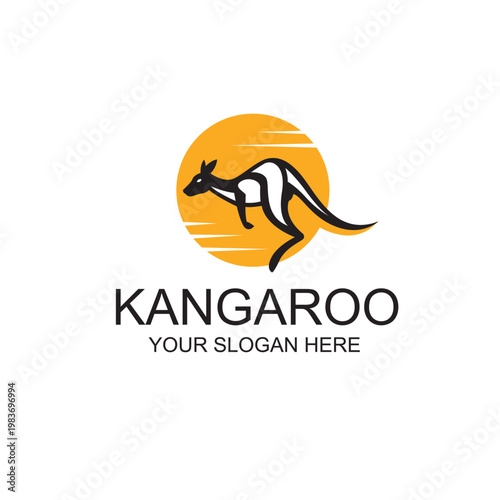 icon with jumping kangaroo isolated on white background