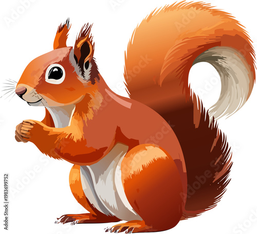 Realistic Squirrel Standing Full Body with Bushy Tail Detail